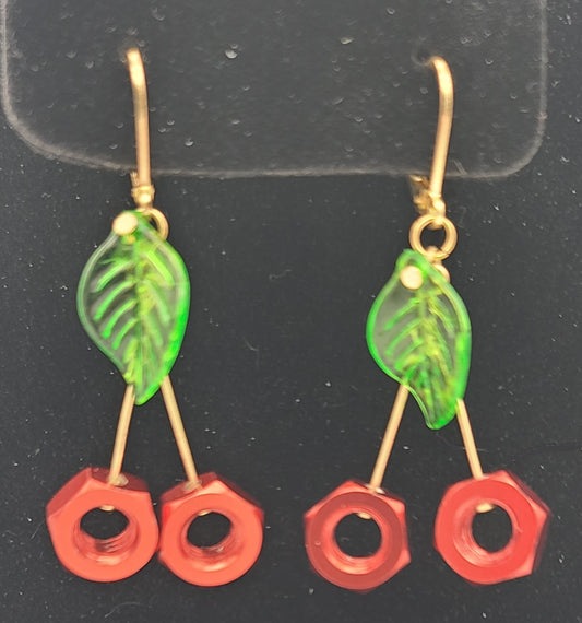 Cherry Pop Hex Nut Earrings
