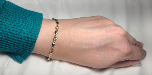 Heart of Steel: Two-Tone Love Link Stainless Steel Bracelet