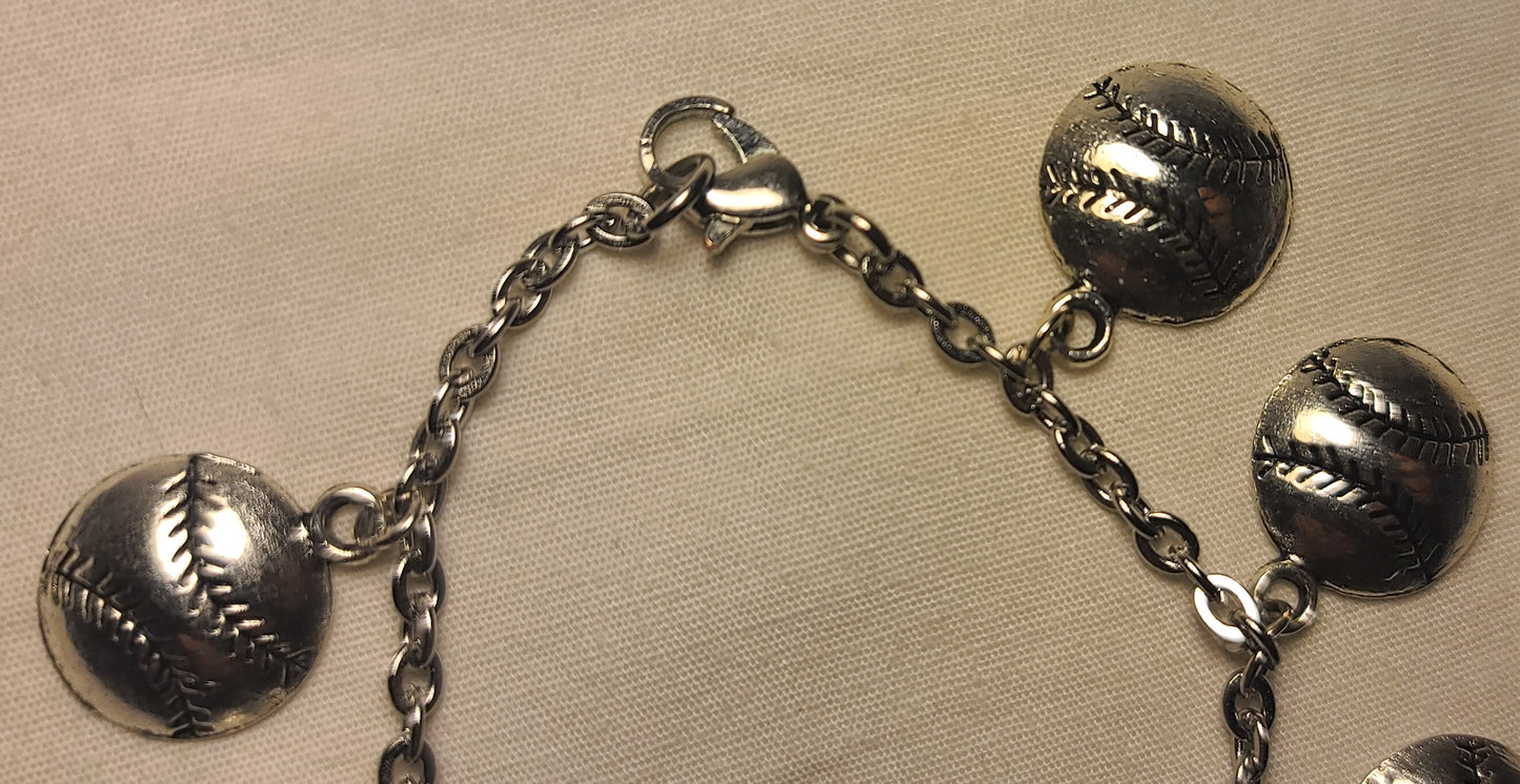 Baseball Dangle Charm Bracelet