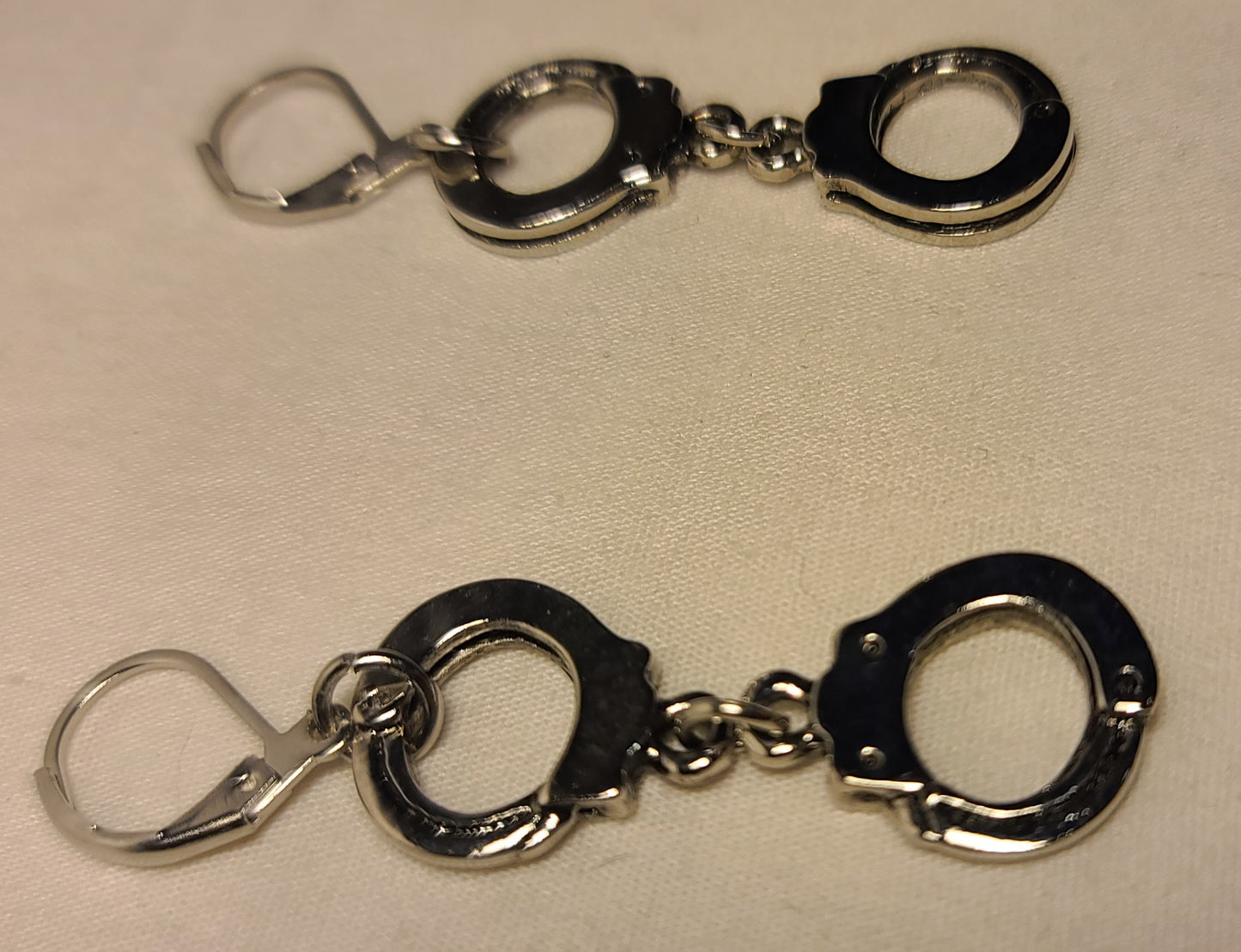 Handcuff Jewelry Set, Rhodium-Plated & Stainless Steel Necklace & Earrings