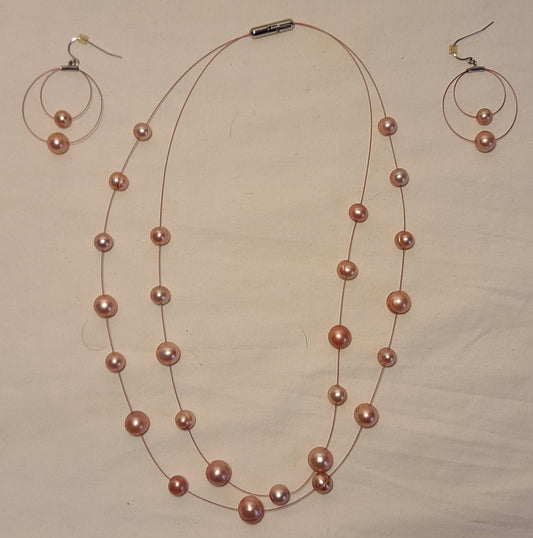 Honora Pink Pearl Necklace & Earrings Set