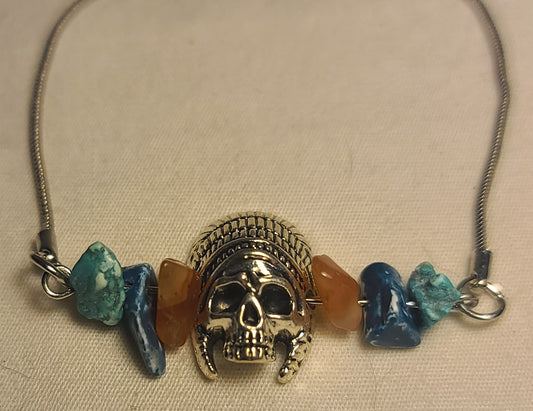 Native American Inspired Skull Charm Bolo Bracelet