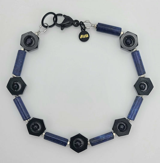Lapis, Hex Nut, and Blue Sandstone, Midnight Shift Bracelet