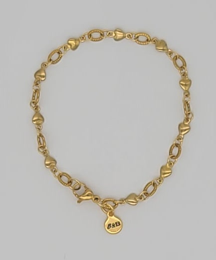 Heartlinks of Steel: Sleek Gold Stainless Romance Bracelet