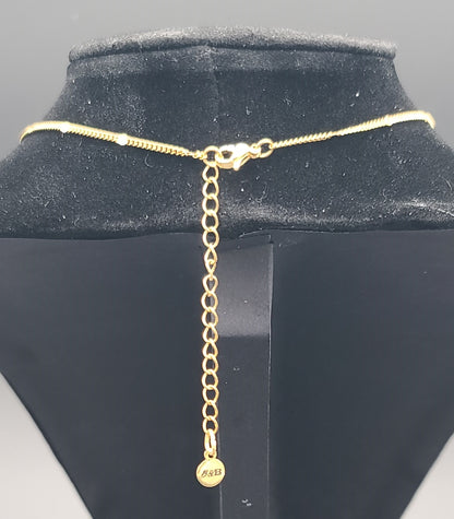 Horizontal Cross Minimal Twisted Curb with Round Flat Sequin Stations Necklace in Gold Stainless Adjustable 16–18"