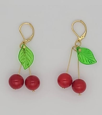 Cherry Pop Gold Stainless Necklace & Earrings Set
