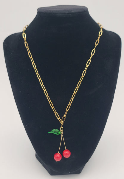 Cherry Pop Gold Stainless Necklace