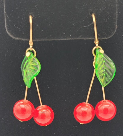 Cherry Pop Gold Stainless Necklace & Earrings Set