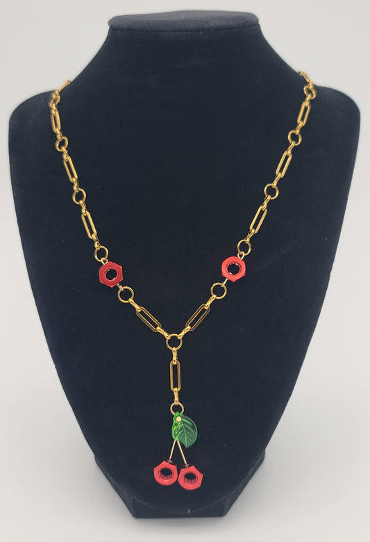 Cherry Pop Hex Nut Necklace