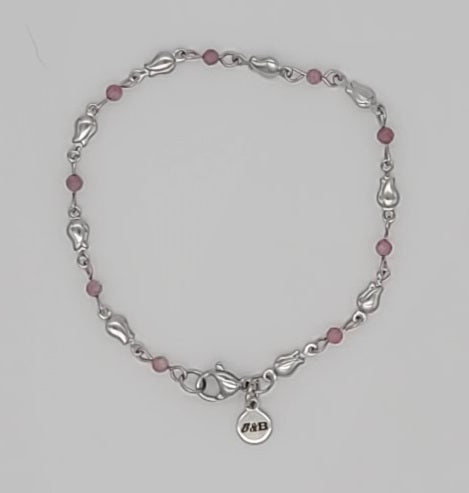 Romantic Boutique Stainless Steel Rose & Pink Tourmaline Bracelet