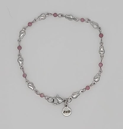 Romantic Boutique Stainless Steel Rose & Pink Tourmaline Bracelet