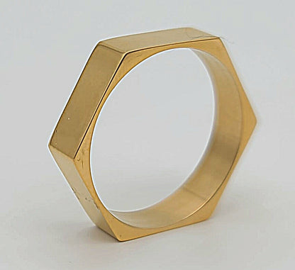 Modern Industrial Edge Stainless Steel Hex Ring