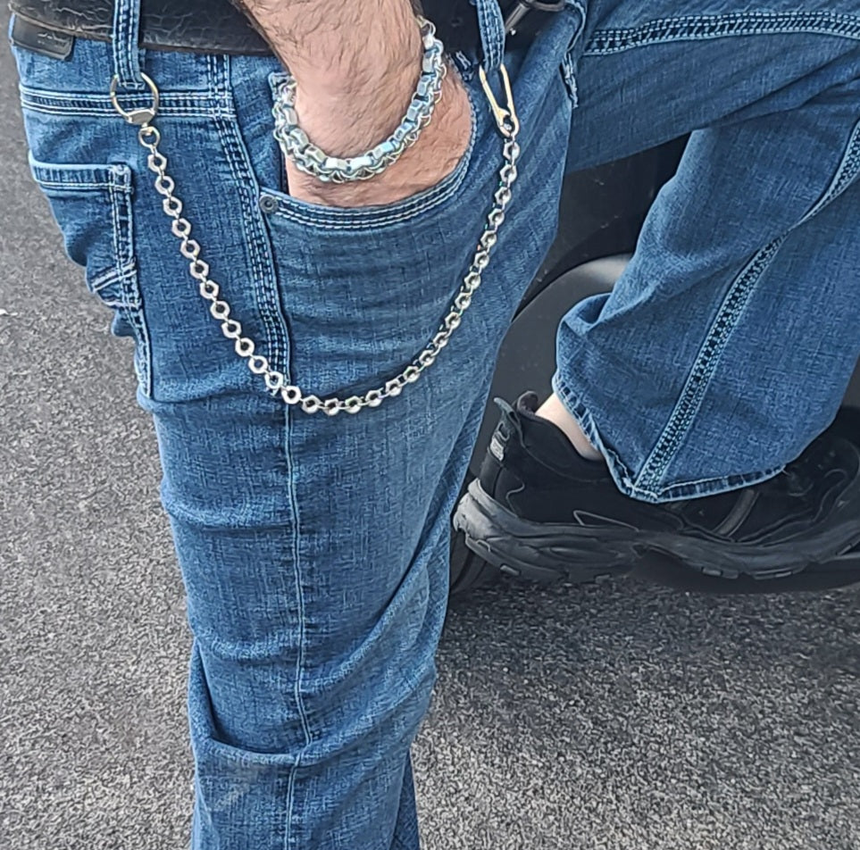 Hex Forged Stainless Steel Hex Nut Wallet Chain 18"
