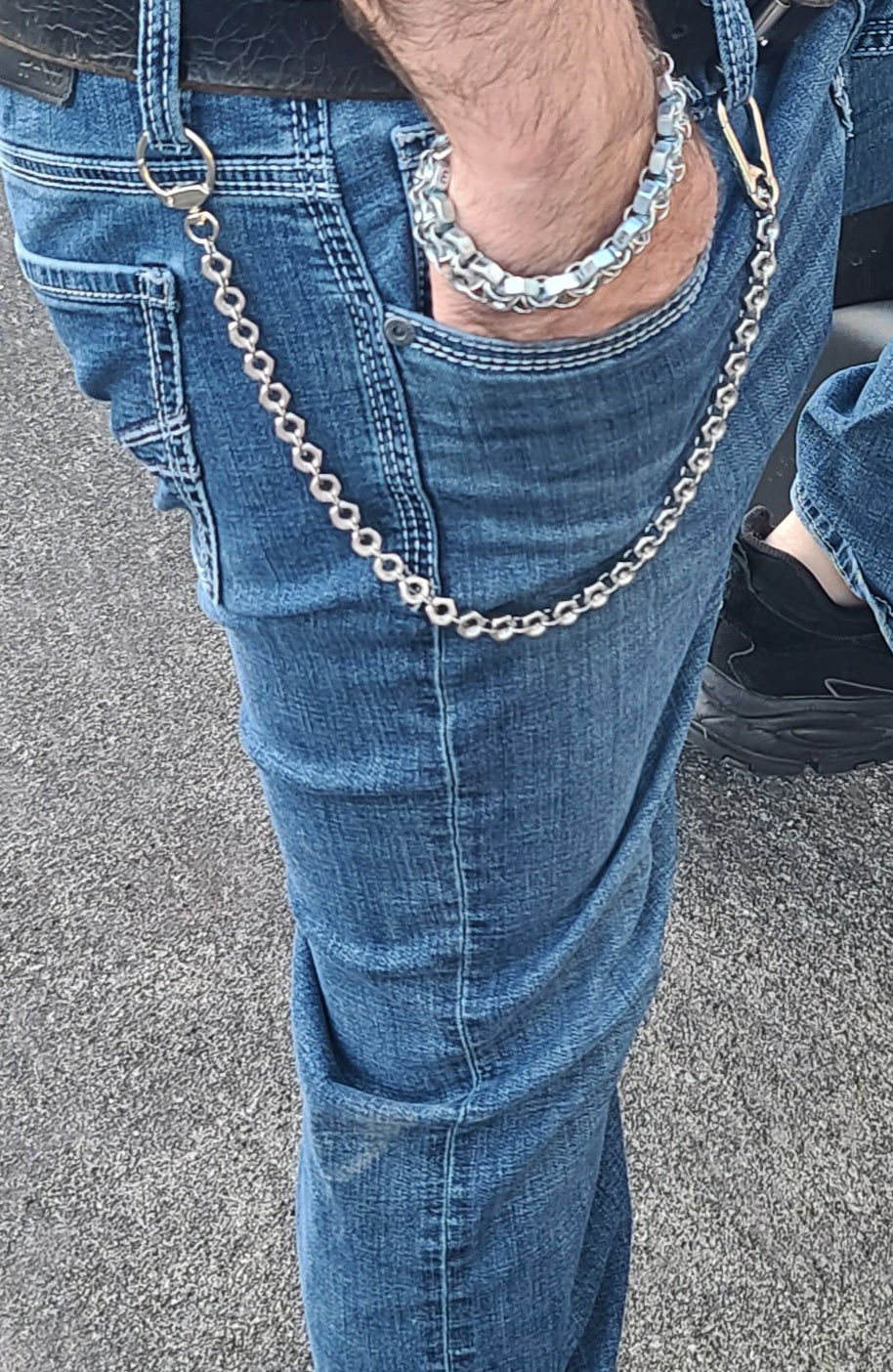 Hex Forged Stainless Steel Hex Nut Wallet Chain 18"