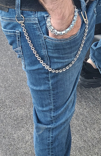 Hex Forged Stainless Steel Hex Nut Wallet Chain 18"