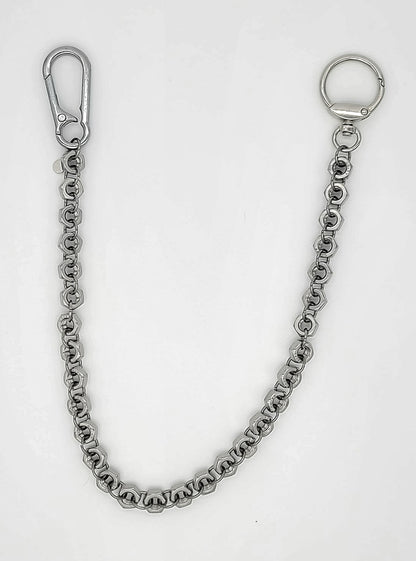 Hex Forged Stainless Steel Hex Nut Wallet Chain 18"