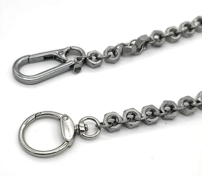 Hex Forged Stainless Steel Hex Nut Wallet Chain 18"