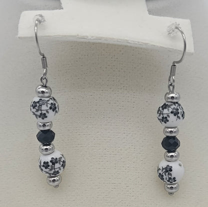 Monochrome Bloom Porcelain Floral Jewelry Set