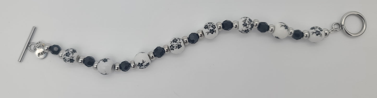 Monochrome Bloom Porcelain Floral Jewelry Set