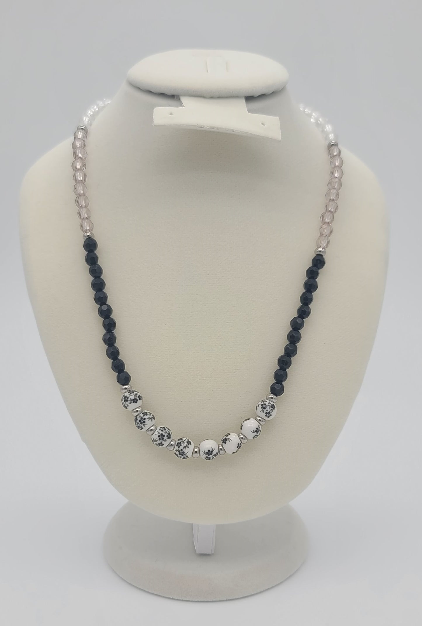 Monochrome Bloom Porcelain Floral Jewelry Set