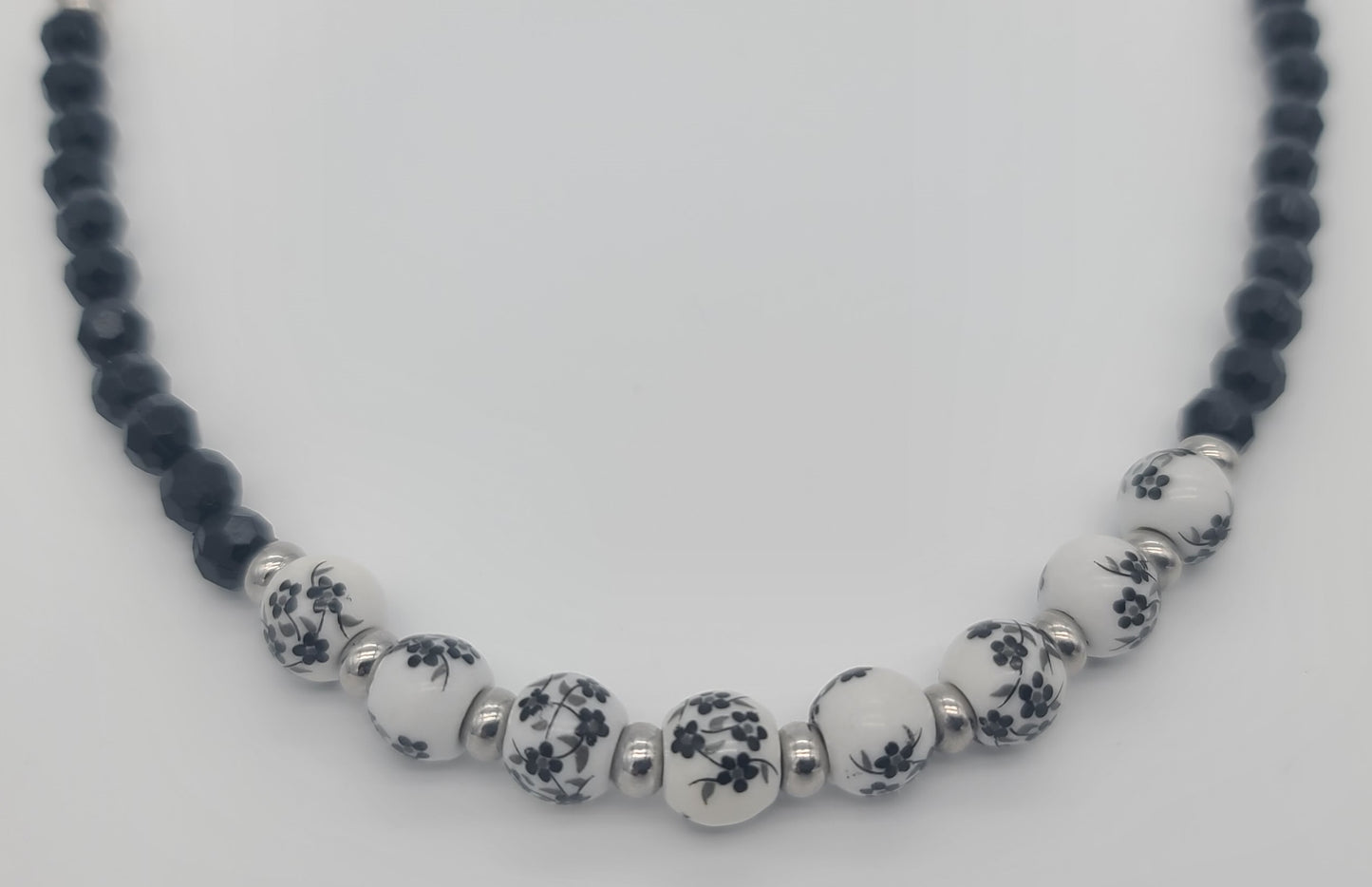 Monochrome Bloom Porcelain Floral Jewelry Set