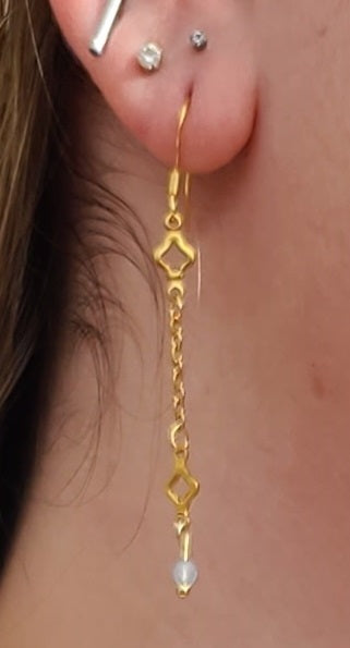 Aquamarine & Gold Clover Earrings