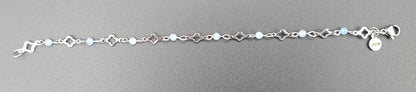Aquamarine & Stainless Clover Bracelet