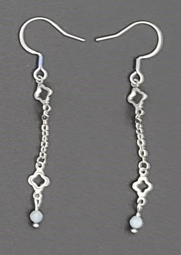 Aquamarine & Stainless Clover Earrings