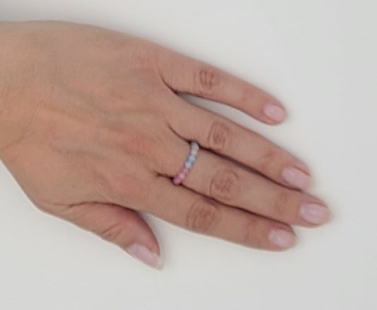 Half & Half Faceted Tourmaline × Aquamarine Stretch Fit Ring 7.75 – 10