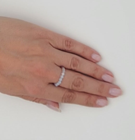 Half & Half Faceted Tourmaline × Aquamarine Stretch Fit Ring 7.75 – 10
