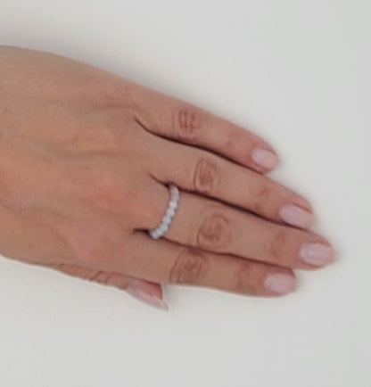 Half & Half Faceted Tourmaline × Aquamarine Stretch Fit Ring 7.75 – 10
