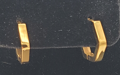 Hexagon Gold Huggie Hoop Earrings - 18K Gold Stainless Steel