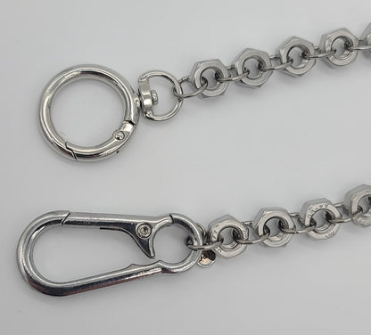 Hex Forged Stainless Steel Hex Nut Wallet Chain 22"