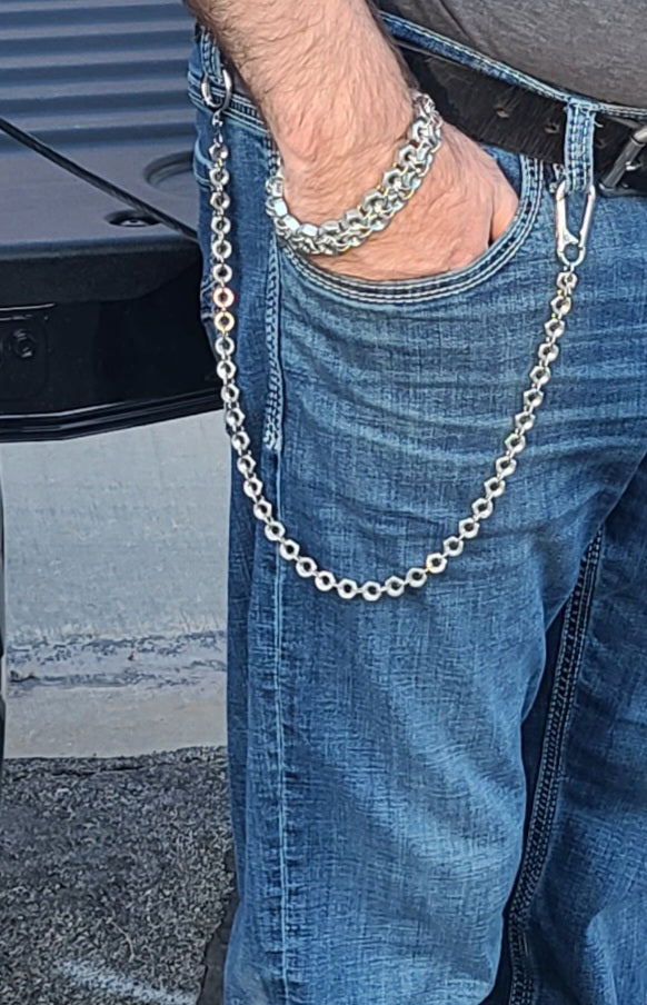 Hex Forged Stainless Steel Hex Nut Wallet Chain 22"