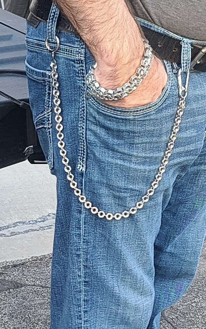 Hex Forged Stainless Steel Hex Nut Wallet Chain 22"