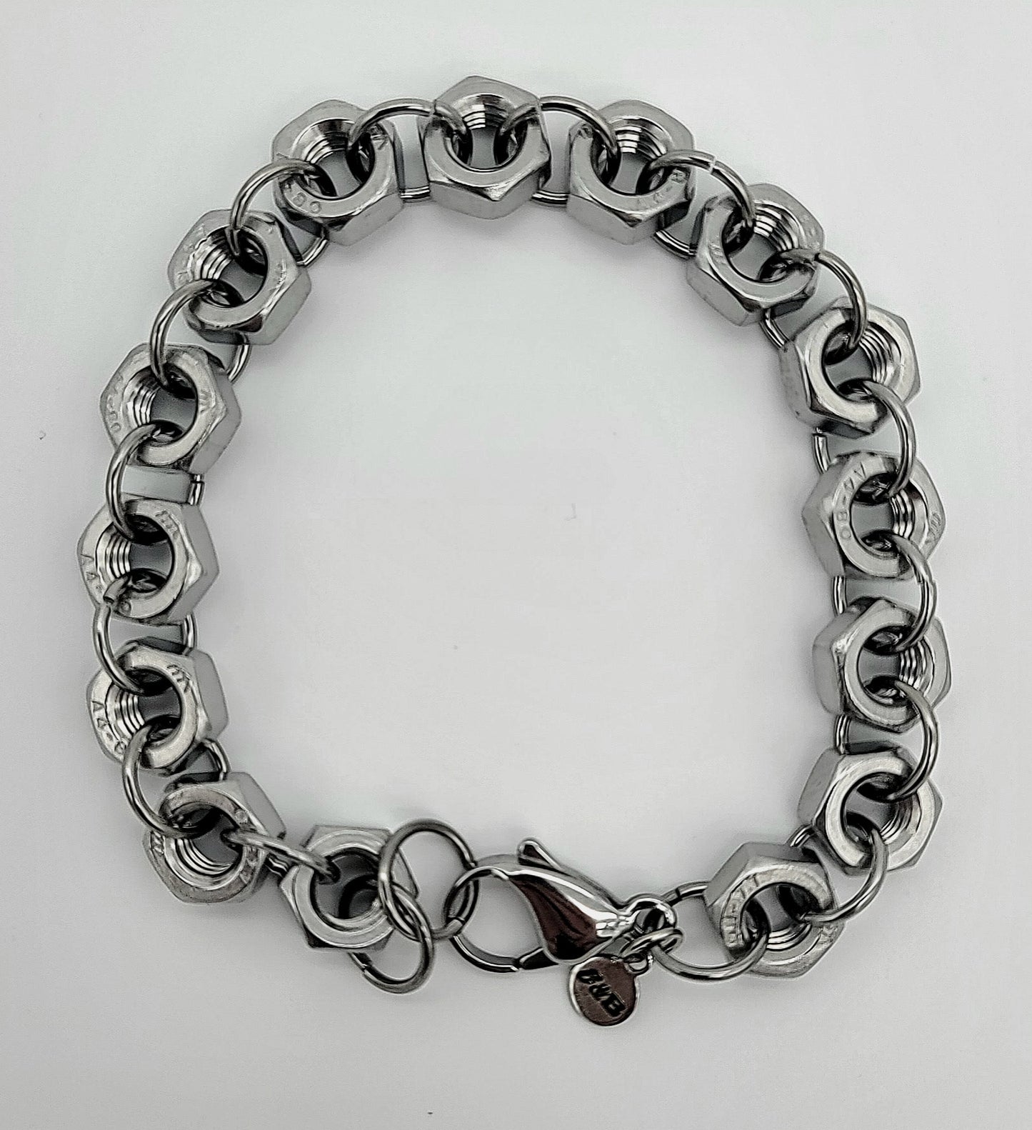 Hex Forged, Stainless Steel Hex Nut Bracelet 8.75