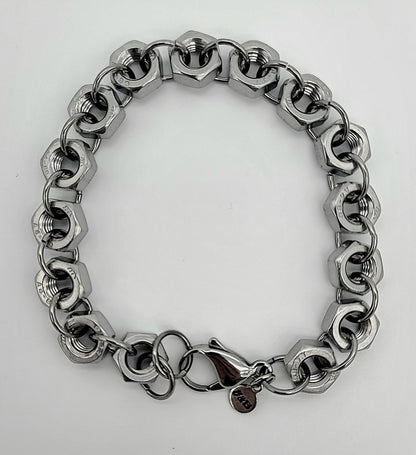 Hex Forged, Stainless Steel Hex Nut Bracelet 8.75