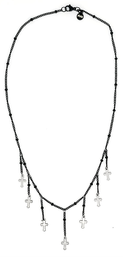 Midnight Cascade Cross Necklace