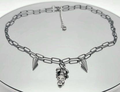Skull, Spikes, & Hex Nuts Necklace