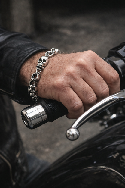 Skull & Steel Hex Nut Bracelet