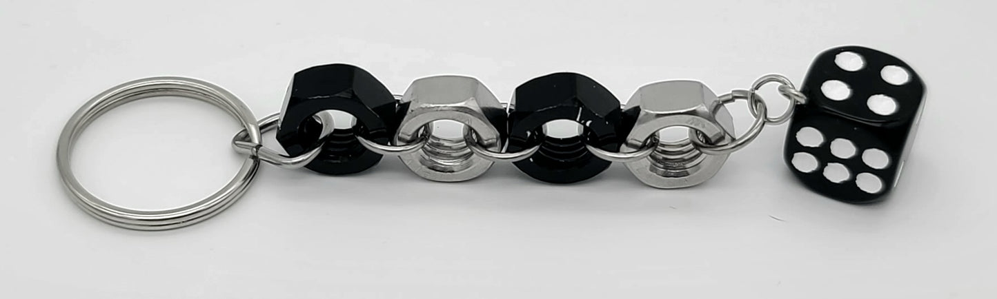 Bolt n' Roll Black Aluminum & Stainless Steel Black Die Keychain