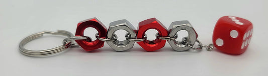 Bolt n' Roll Red Aluminum & Stainless Steel, Red Die Keychain