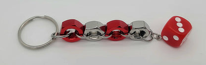 Bolt n' Roll Red Aluminum & Stainless Steel, Red Die Keychain
