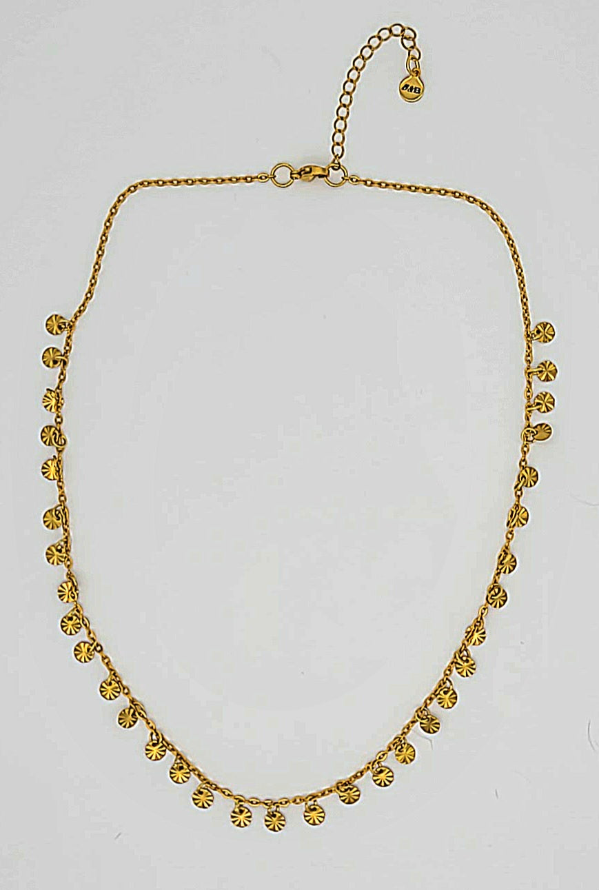 Gold Suncoin Stainless Steel Necklace
