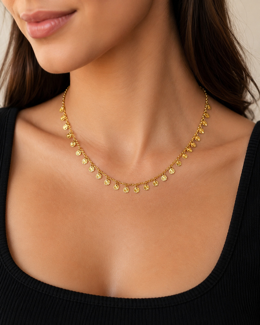 Gold Suncoin Stainless Steel Necklace