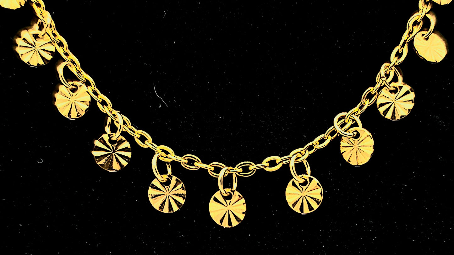 Gold Suncoin Stainless Steel Necklace