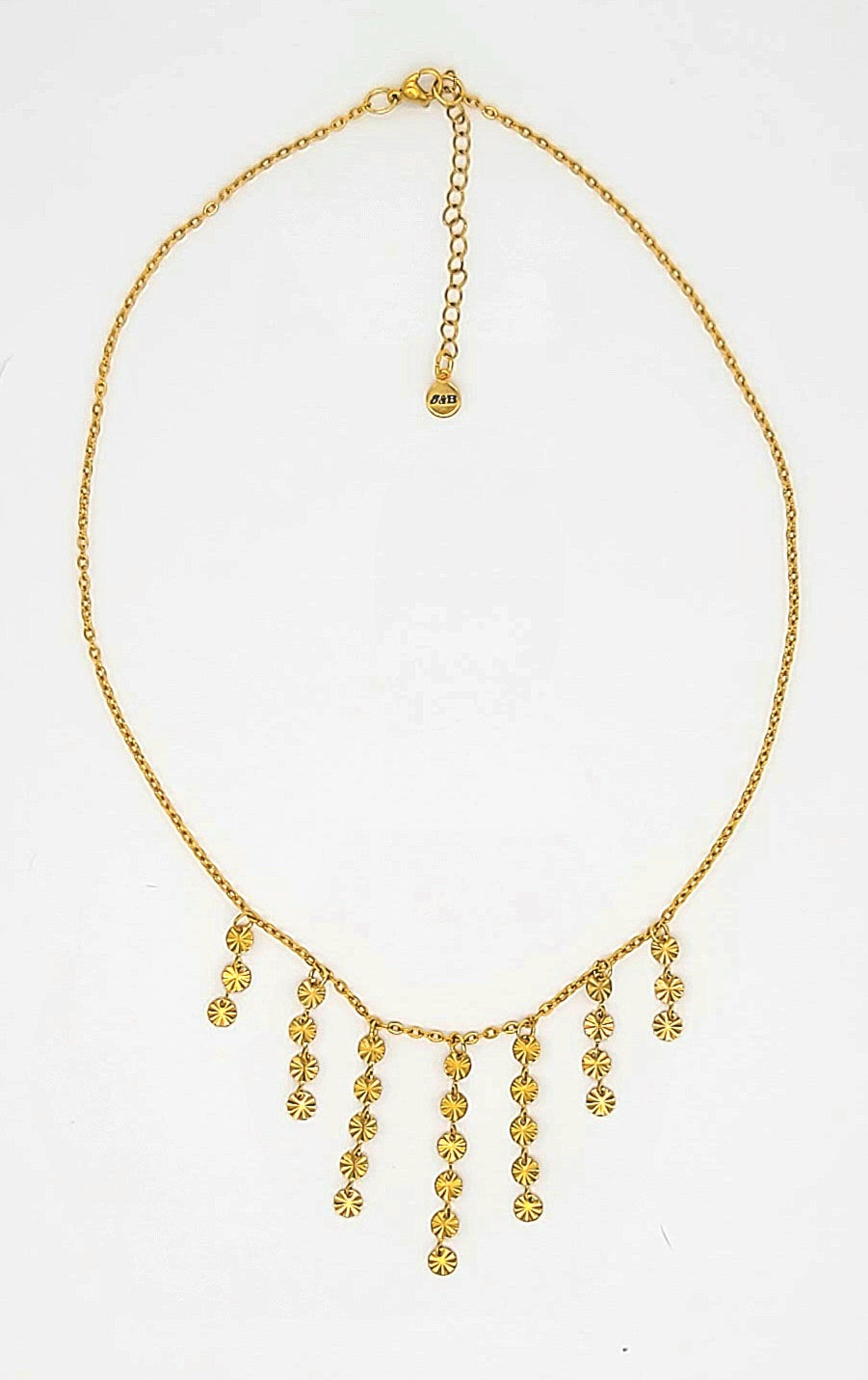 Gold Cascade Suncoin Stainless Steel Necklace