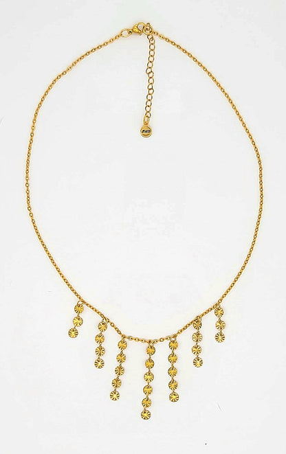 Gold Cascade Suncoin Stainless Steel Necklace
