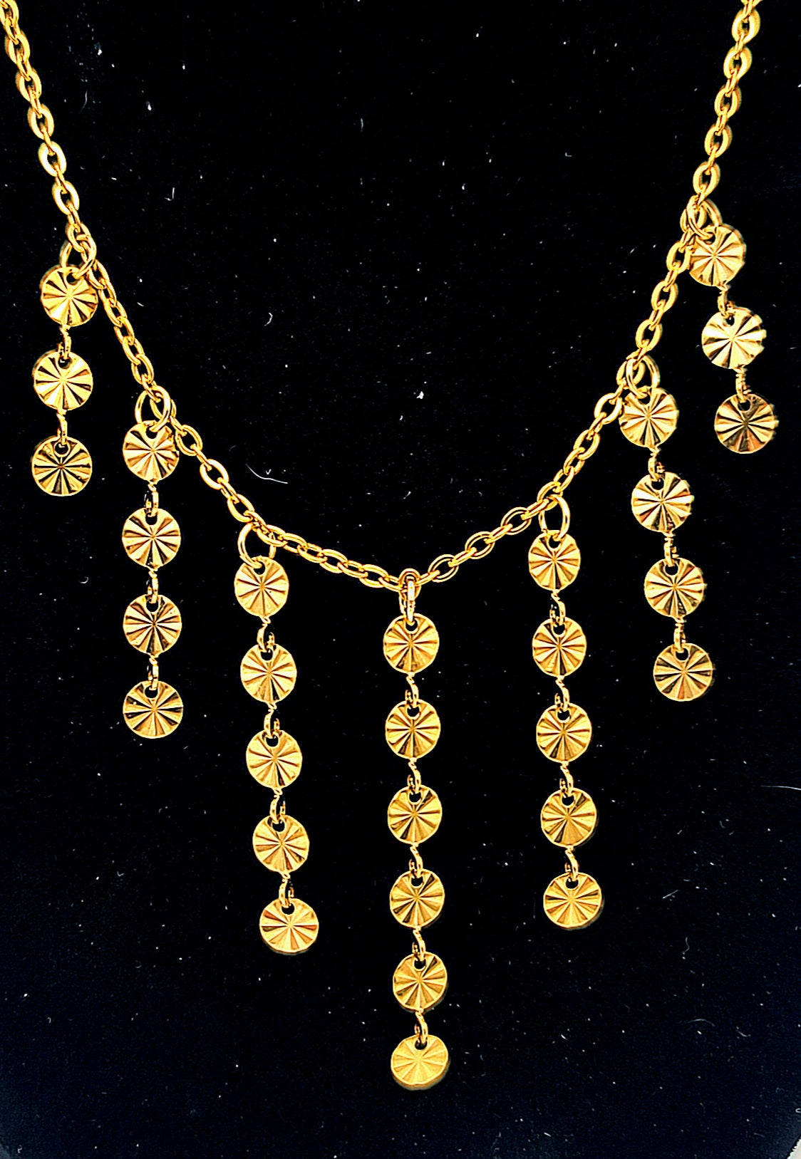 Gold Cascade Suncoin Stainless Steel Necklace