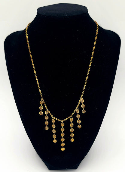 Gold Cascade Suncoin Stainless Steel Necklace